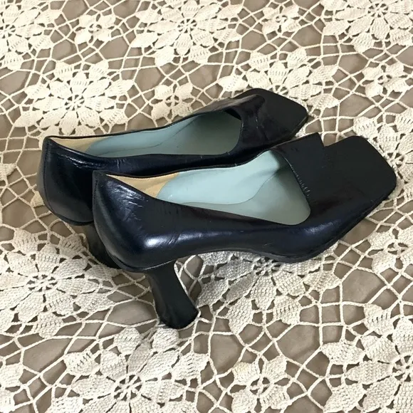 Nine West | Y2K vintage leather open toe heels sandals size 8
