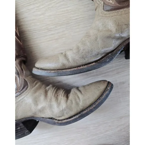 Nocona Brown Taupe Leather Texas Vintage D517 Western Cowboy Boots Mens 7.5 D