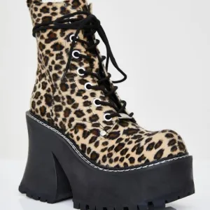NOTHING WRONG WITH BEING  LEOPARD  Platform Boots ( BRAND NEW !!!)