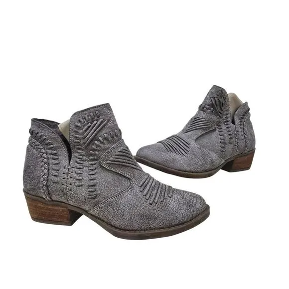 Not Rated Nosara Booties Boho Western Boots Chuncky Heel Vegan Women's Size 9