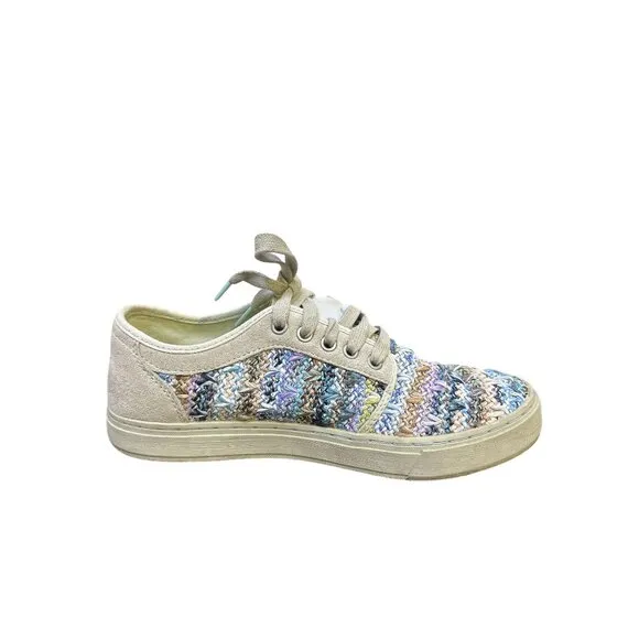 NWB Satorisan Multicolor Woven Sneakers w/Cream Suede Accents Size 6.5