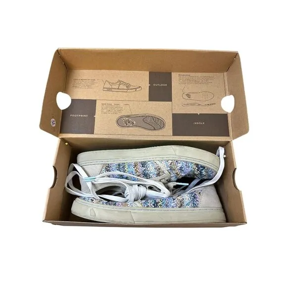 NWB Satorisan Multicolor Woven Sneakers w/Cream Suede Accents Size 6.5