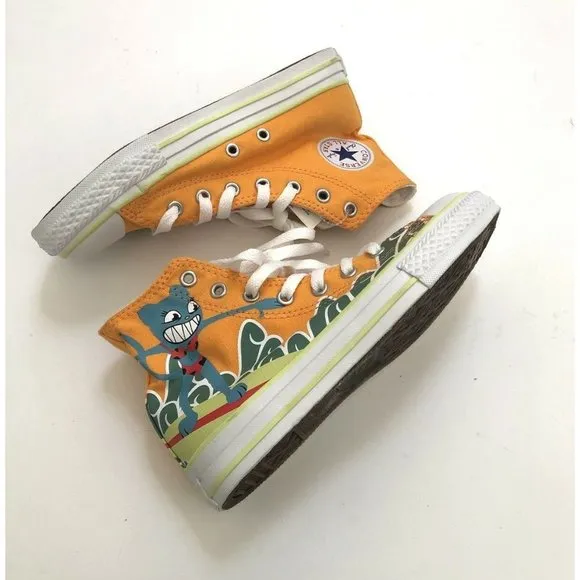 NWOB Converse Chuck Taylor High Top Sneakers Surfing Cat Size 2Y Illustration