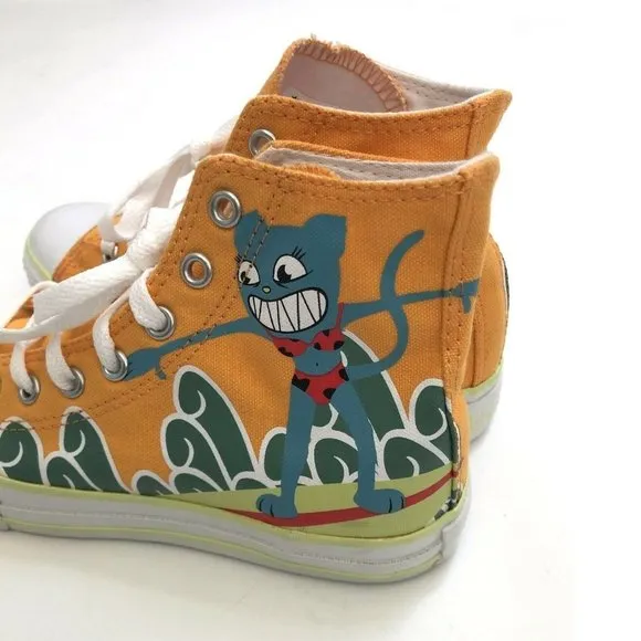 NWOB Converse Chuck Taylor High Top Sneakers Surfing Cat Size 2Y Illustration
