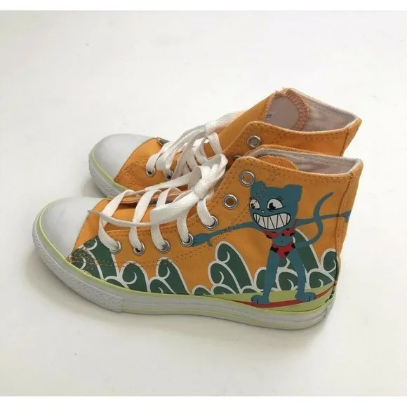 NWOB Converse Chuck Taylor High Top Sneakers Surfing Cat Size 2Y Illustration