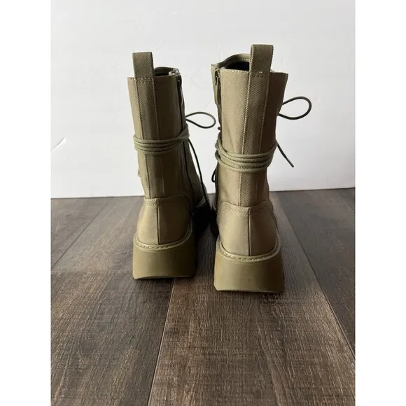 NWOB Franco Sarto Women's L-Margey 2 Combat Boots Green Size 8.5M Chunky Grunge