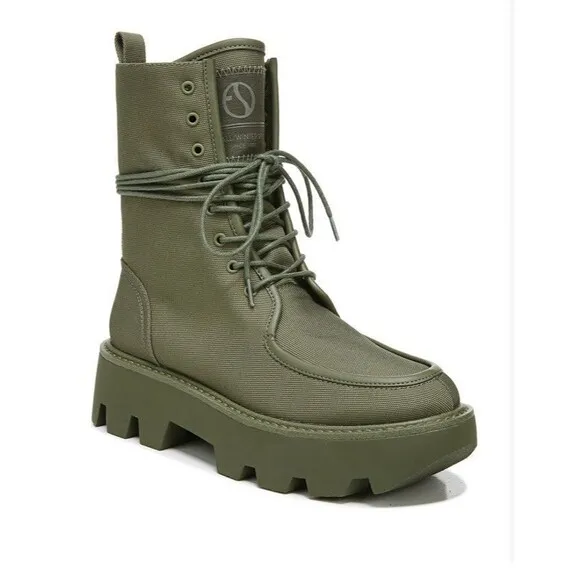 NWOB Franco Sarto Women's L-Margey 2 Combat Boots Green Size 8.5M Chunky Grunge