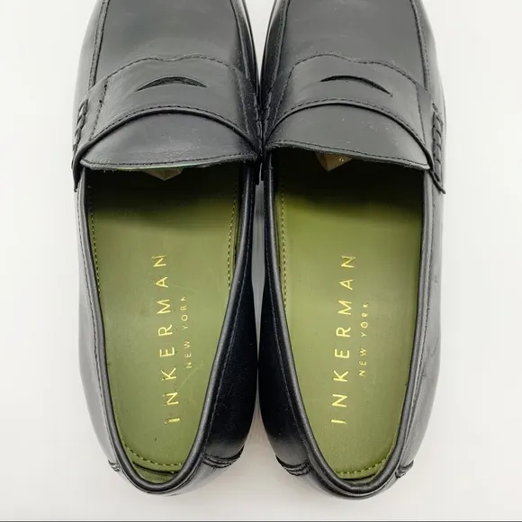 NWOB Inkerman NY Black Leather Slip On Penny Loafers Size 8