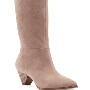 NWOB Lucky Brand Fukko Light Brown Suede Mid Calf Boots 38.5/8M