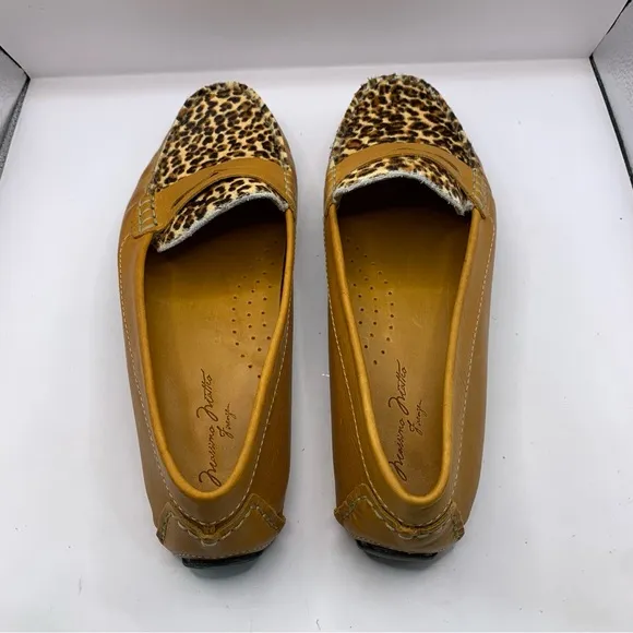 NWOB Massimo Matteo Penny with Cheetah Vamp women’s loafers brown size 11B F3
