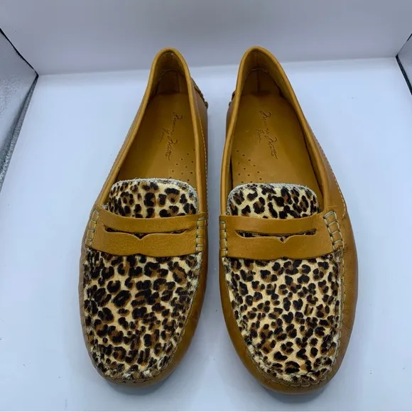 NWOB Massimo Matteo Penny with Cheetah Vamp women’s loafers brown size 11B F3