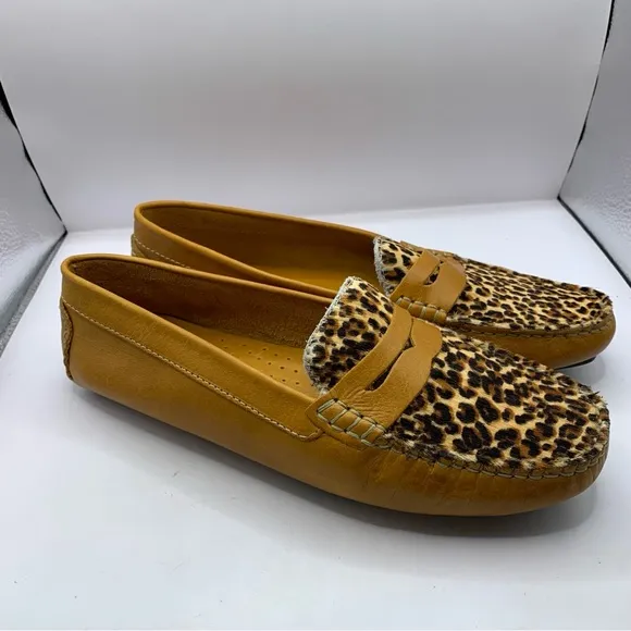 NWOB Massimo Matteo Penny with Cheetah Vamp women’s loafers brown size 11B F3