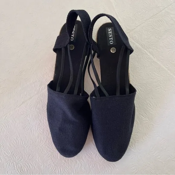 NWOB Sesto Meucci Black Canvas Espadrilles Made in Spain 10