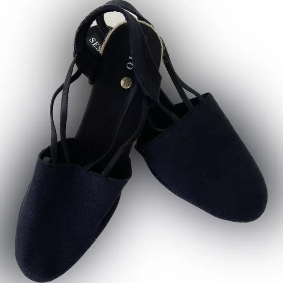 NWOB Sesto Meucci Black Canvas Espadrilles Made in Spain 10