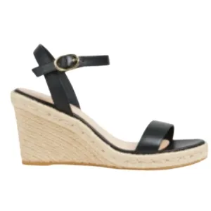 NWOB Stuart Weitzman Black Teddi  Espadrille Wedge Sandals - Sz 7