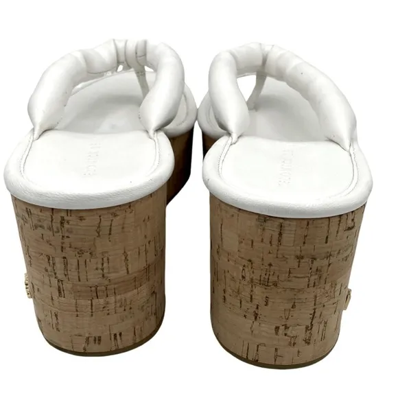 NWOB Veronica Beard White Geno Cork Wedge Leather Sandals - Sz 10