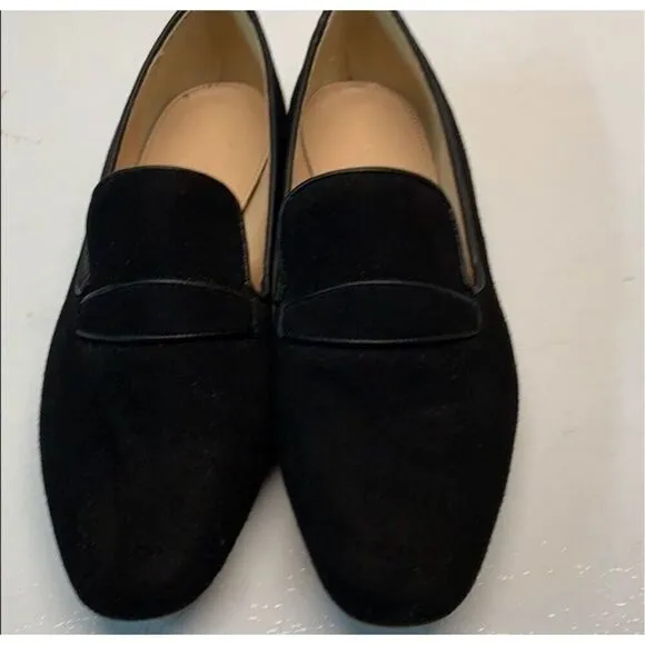 nwob J Crew Georgia black suede penny loafers 7.5