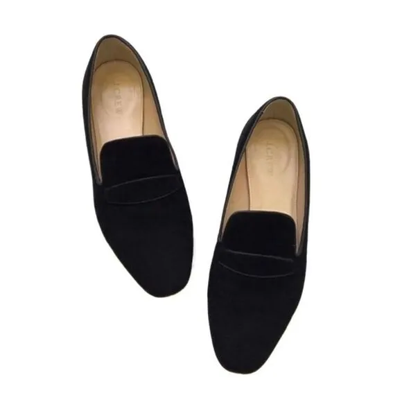 nwob J Crew Georgia black suede penny loafers 7.5