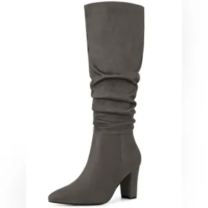 NWOT Allegra K slouchy pointed toe chunky heel knee high boots