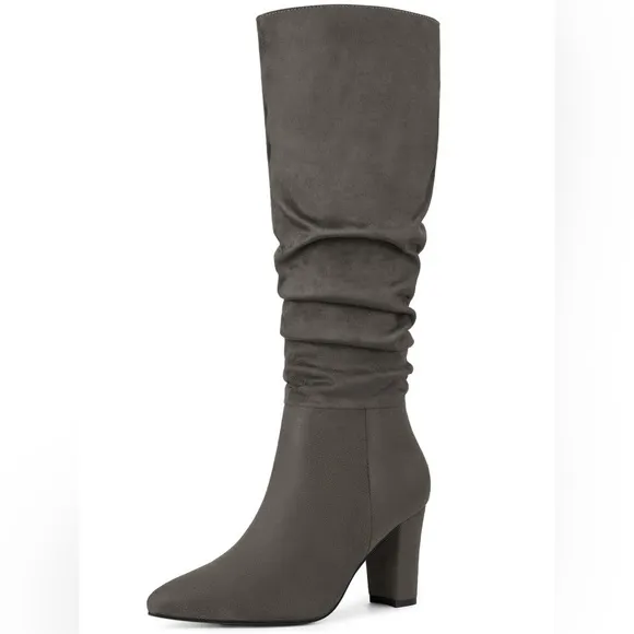 NWOT Allegra K slouchy pointed toe chunky heel knee high boots