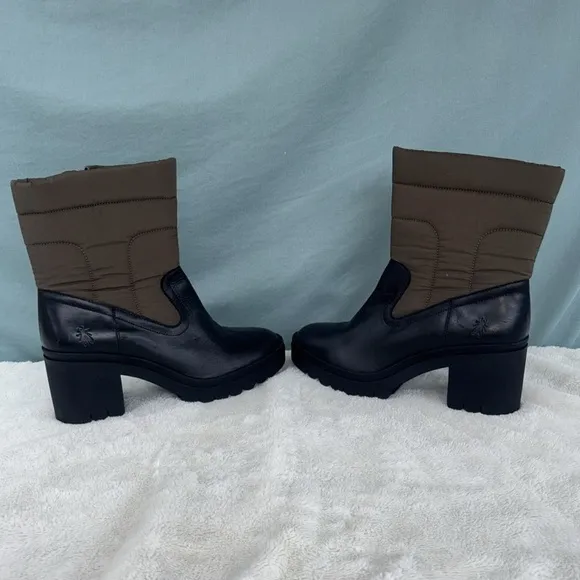 NWOT Fly London Black Mid Calf Boots EU 42