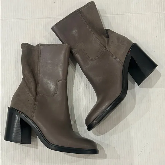 NWOT FRANCO SARTO Penelope Mid Calf Chunky Heel Leather Boots size 9.5