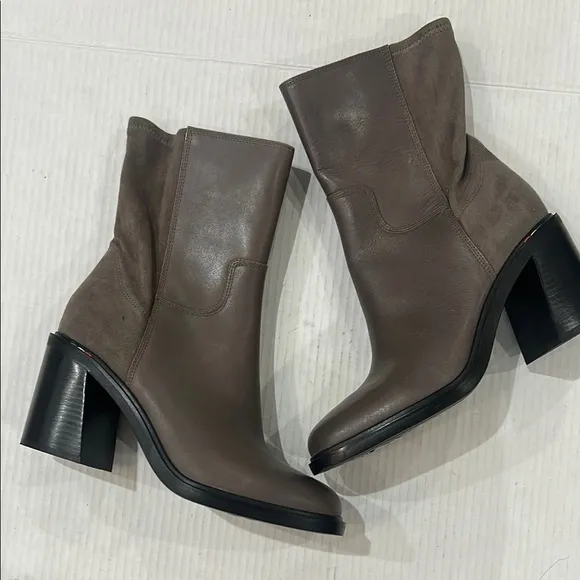 NWOT FRANCO SARTO Penelope Mid Calf Chunky Heel Leather Boots size 9.5