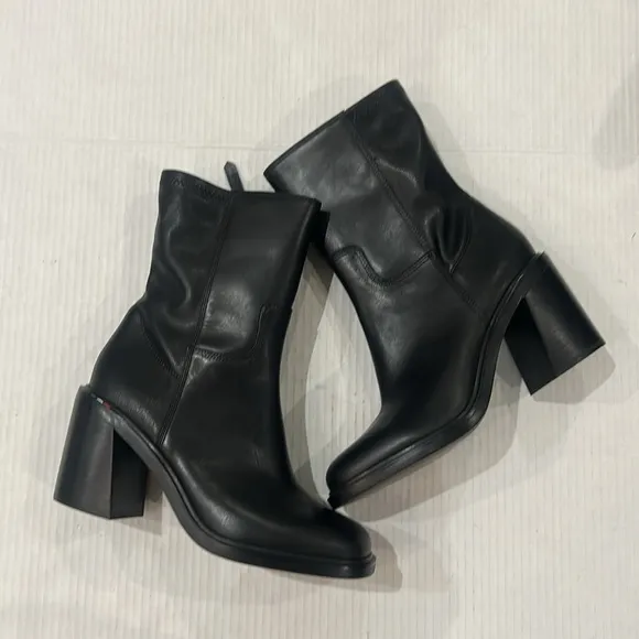 NWOT FRANCO SARTO Penelope Mid Calf Chunky Heel Leather Boots size 9