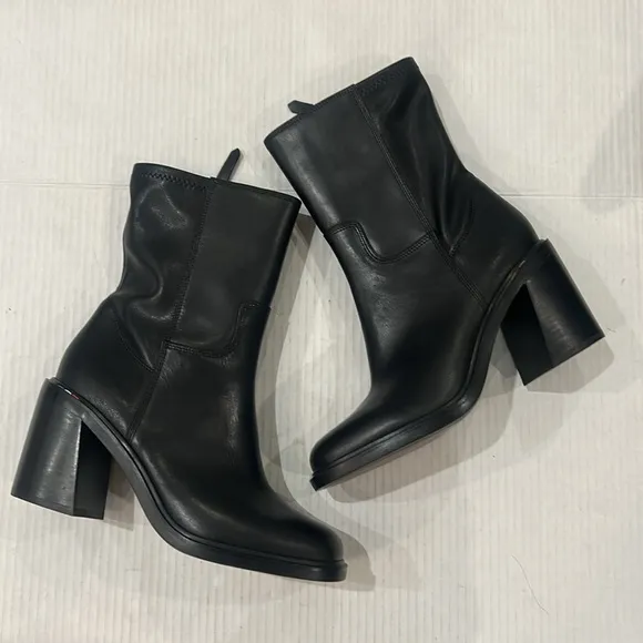 NWOT FRANCO SARTO Penelope Mid Calf Chunky Heel Leather Boots size 9