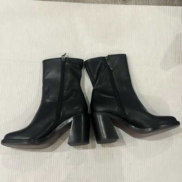 NWOT FRANCO SARTO Penelope Mid Calf Chunky Heel Leather Boots size 9