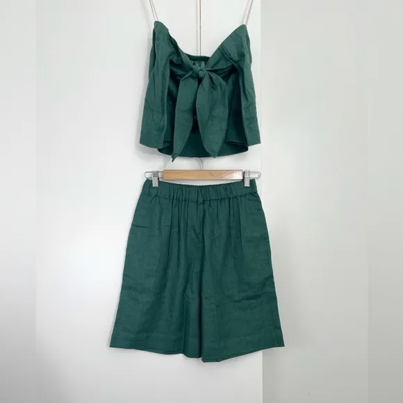 NWOT Free People Gotta Have It Linen Cotton Tube Top Open Back Shorts Size XS