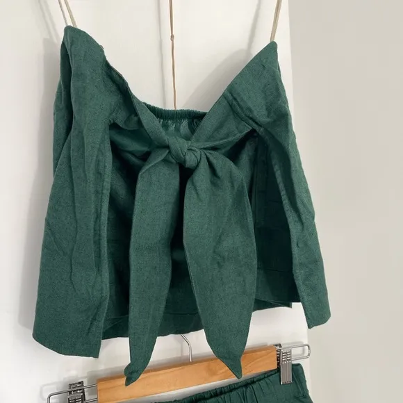 NWOT Free People Gotta Have It Linen Cotton Tube Top Open Back Shorts Size XS