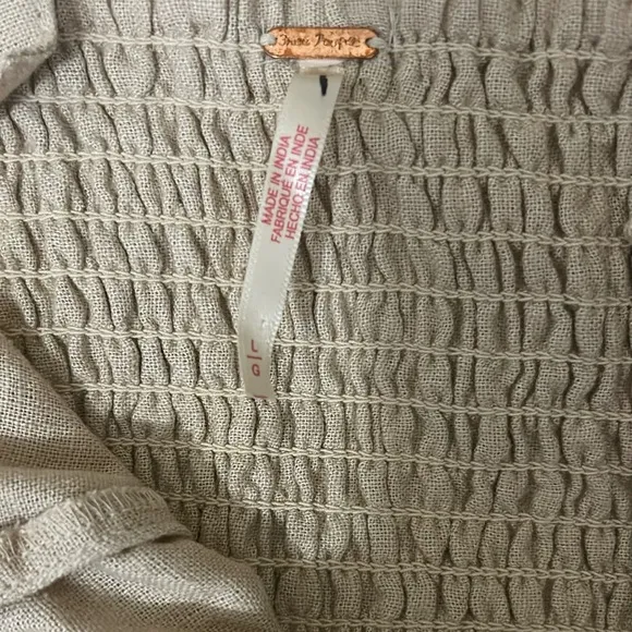 NWOT Free People What A Breeze Asymmetrical Hem Midi Dress in Bleached Sand Sz L