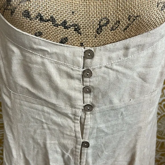 NWOT Free People What A Breeze Asymmetrical Hem Midi Dress in Bleached Sand Sz M