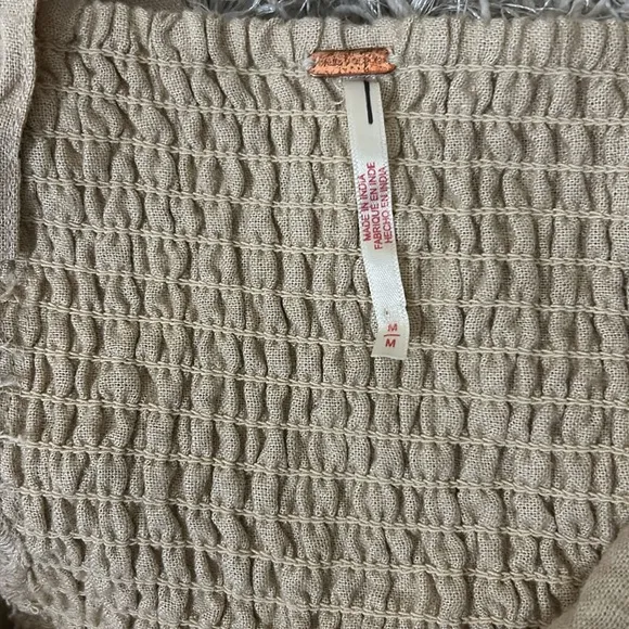 NWOT Free People What A Breeze Asymmetrical Hem Midi Dress in Bleached Sand Sz M