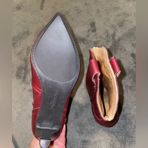 NWOT Indigo Rd Red Burgundy Pleather Calf Heeled Boots Size 10