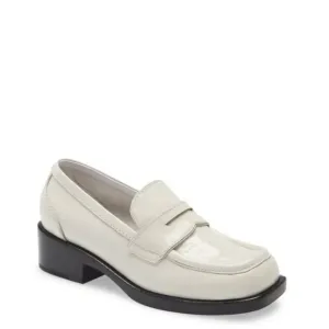 NWOT Jeffeey Campbell Sorbonne Crinkle Patent Leather Loafers-Ivory