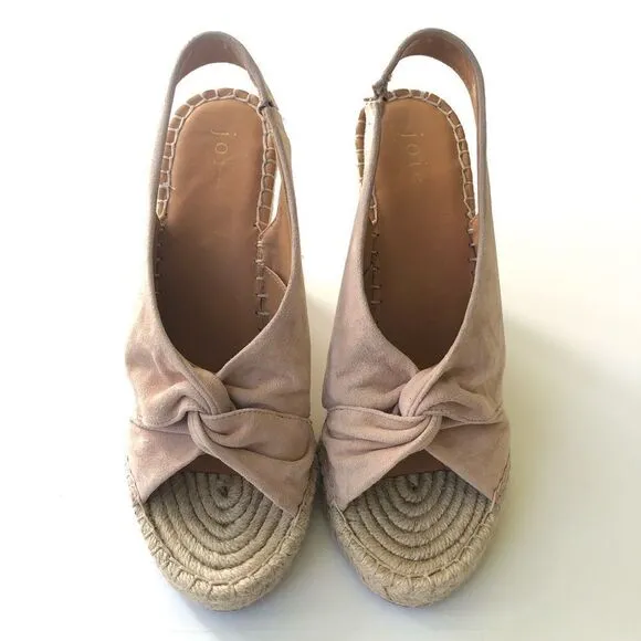 NWOT Joie Kaili Leather Jute Wedge Platform Sandals Espadrilles Blush Pink 8.5
