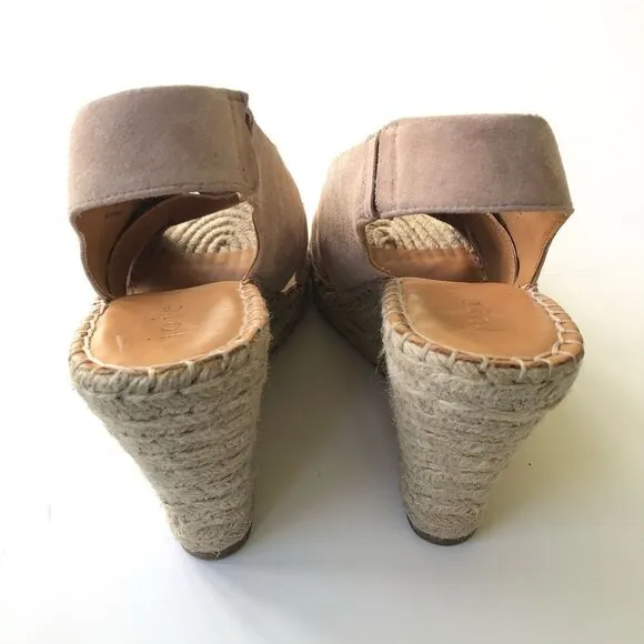 NWOT Joie Kaili Leather Jute Wedge Platform Sandals Espadrilles Blush Pink 8.5