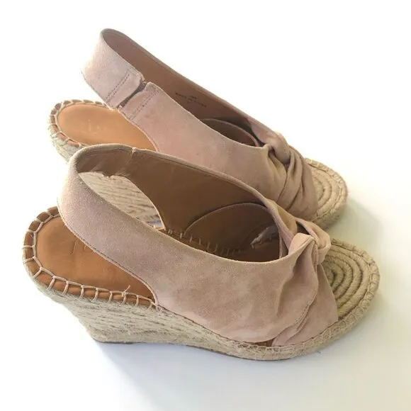 NWOT Joie Kaili Leather Jute Wedge Platform Sandals Espadrilles Blush Pink 8.5