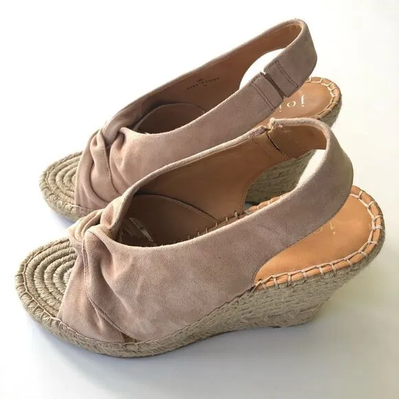 NWOT Joie Kaili Leather Jute Wedge Platform Sandals Espadrilles Blush Pink 8.5