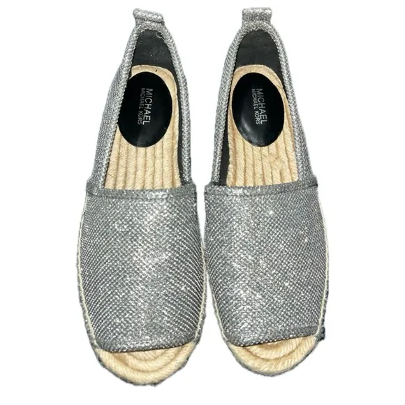 NWOT Michael Kors Peep Toe Sparkle Espadrilles, Size 7M