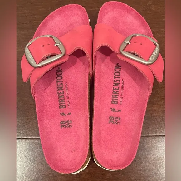 nwot nwob Birkenstock Women's Pink madrid big buckle Sandals 38 7.5
