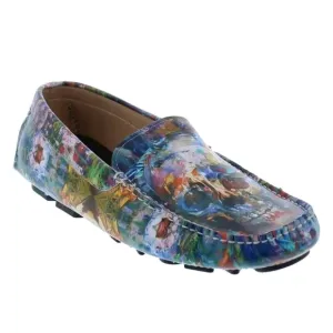 NWOT Robert Graham Brushwork Skull Print Leather Driving Loafers size 10
