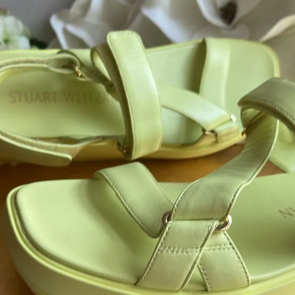 NWOT! Stuart Weitzman Moxie Sport Sandals in Citron Leather
