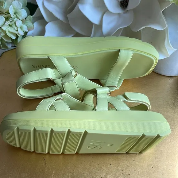 NWOT! Stuart Weitzman Moxie Sport Sandals in Citron Leather