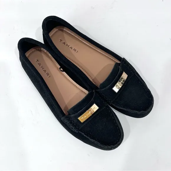NWOT Tahari Leather Suede Marilu Slip On Driving Loafers Flats