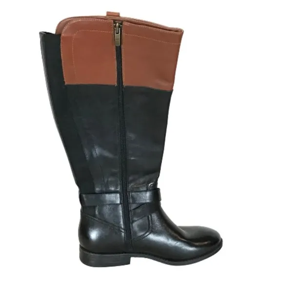 NWOT Womens Size 6 1/2 WIDE Marc Fisher Audrey Wide Calf Leather Boots