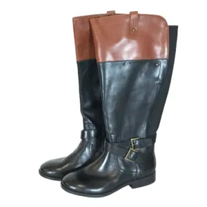 NWOT Womens Size 6 1/2 WIDE Marc Fisher Audrey Wide Calf Leather Boots