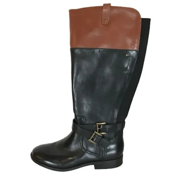 NWOT Womens Size 6 1/2 WIDE Marc Fisher Audrey Wide Calf Leather Boots